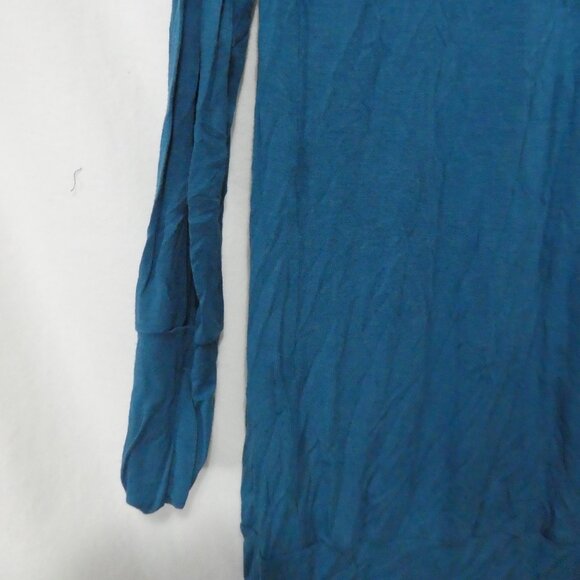 COVET | small | Elegant Blue Cowl Neck Long Sleeve Sweater Dress - Picture 12 of 14